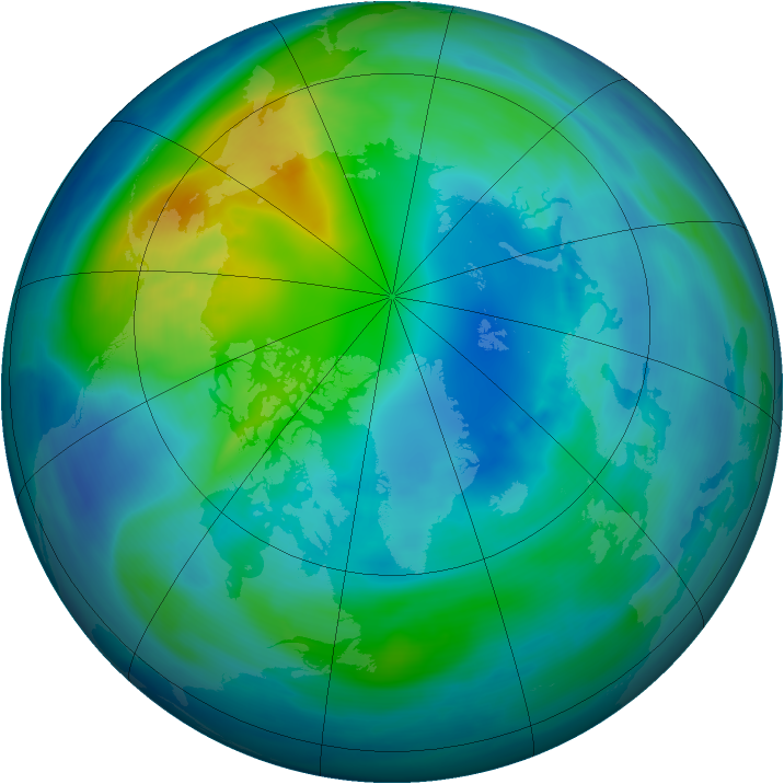 Arctic ozone map for 22 October 2005
